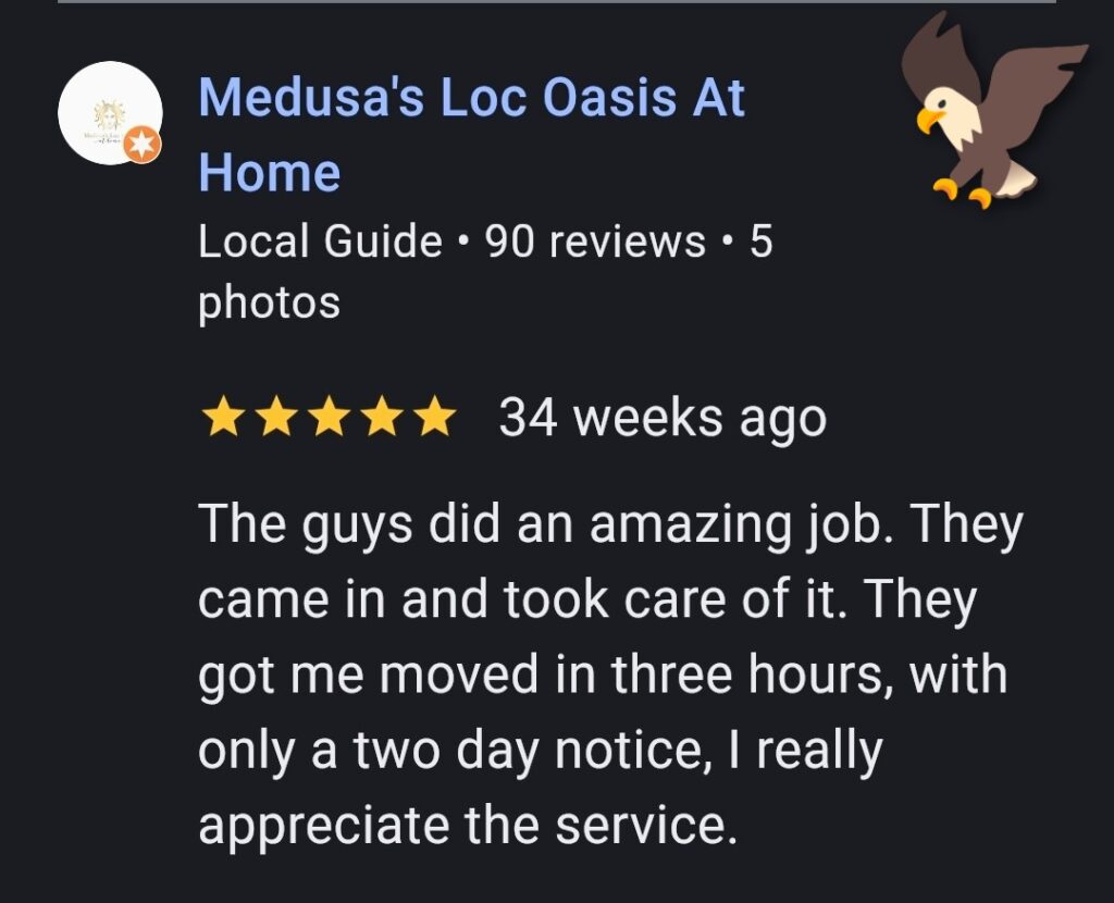 Sky Is The Limit Moving crew completing a fast next-day move for Medusa's Loc Oasis At Home in Southlake Texas