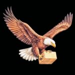This image is Sky Is The Limit Moving logo of a eagle carrying a box.